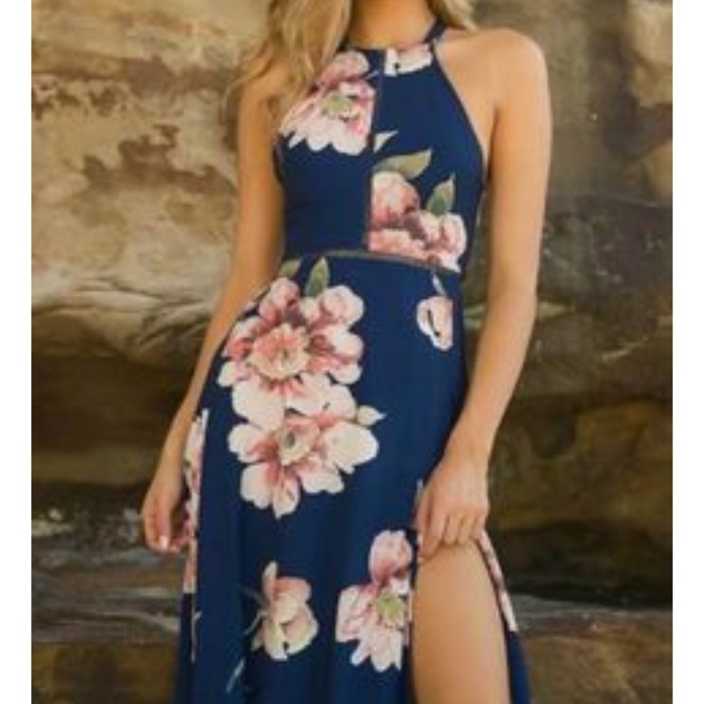 Navy floal maxi dress